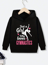 Young Girls Casual Gymnastics Themed Printed Hoodie Sweatshirt